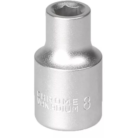 Llave de vaso de 1/2 pulgada, 6 ángulos, 8 mm, acero cromo-vanadio CRV