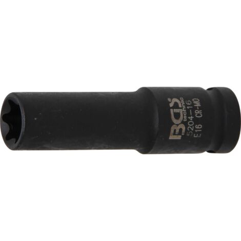 Llave de vaso de impacto E-Torx, larga  entrada 12,5 mm (1/2")  E16