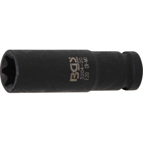 Llave de vaso de impacto E-Torx, larga  entrada 12,5 mm (1/2")  E20