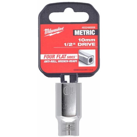 Llave de vaso Milwaukee short acabado cromo diseño four flat