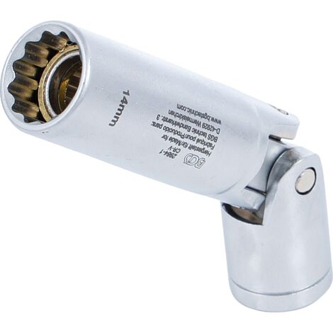 Llave de vaso para calentadores articulada 12 caras  entrada 10 mm (3/8")  14 mm