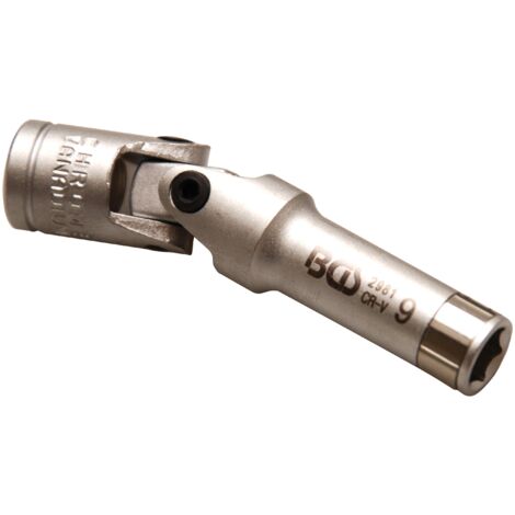 Llave de vaso para calentadores articulada hexagonal entrada 10 mm (3/8") 9 mm
