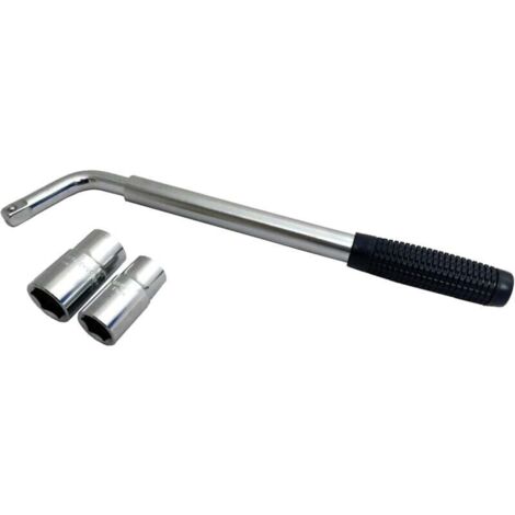 Llave de vaso para rueda de coche SS5324 - Mango extensible - Tamaños de vaso: 17 mm, 19 mm, 21 mm, 23 mm - Compatible con todos los vehículos estándar