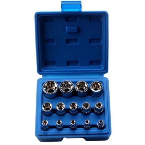 Llave de vaso Torx Sollbry E4-E24 (rosca interna) – Juego de 14 puntas hexagonales