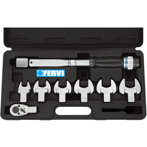 Llave dinamometrica 3/8 con llaves 17-30 mm 80 nm Fervi 0803/S080