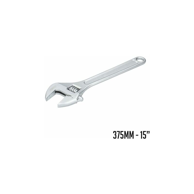 

Ferrestock FSKLLA015 llave inglesa de 15", fabricada en acero al carbono con acabado satinado, mordaza milimetrada, 375mm