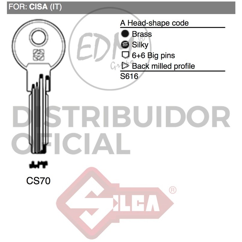 

Llave Laton Cs70 Cisa - NEOFERR..