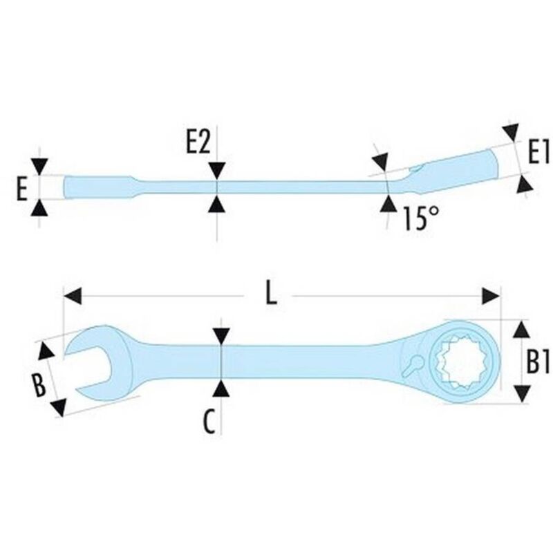 

FACOM 467S.9 - Llave mixta con trinquete corta 9 mm