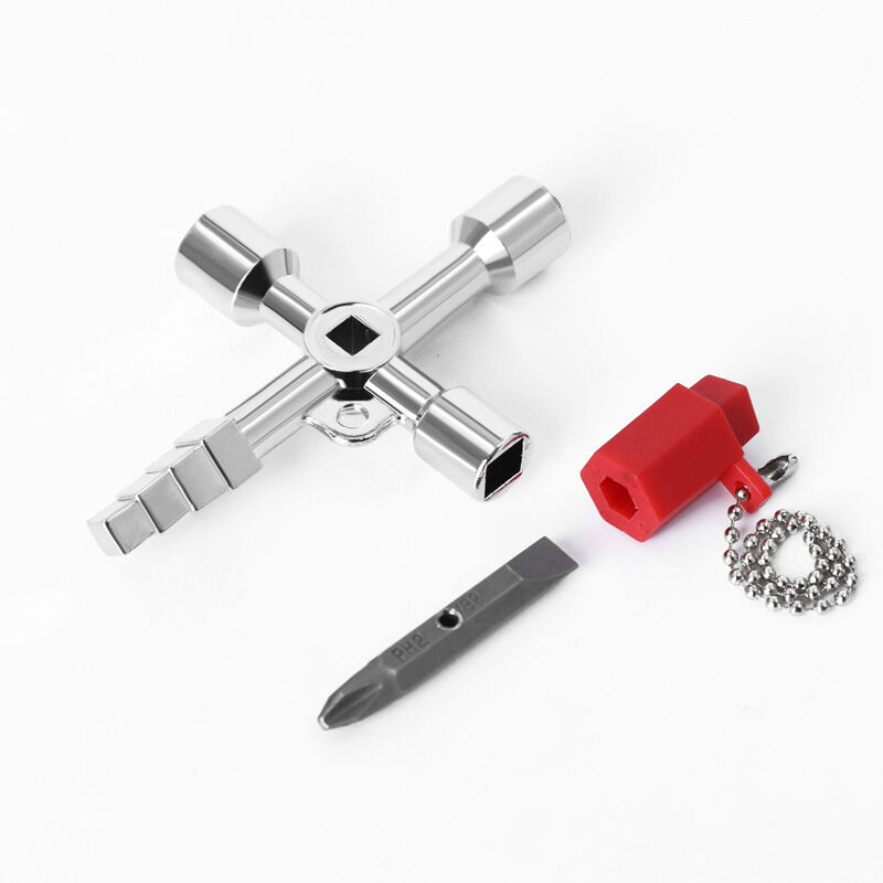 Llave Multifunción de 4 Vías, Llave Triangular, Llave Interruptor de Grifo, Llave Universal en Cruz, Llave Universal, para Contador de Agua,