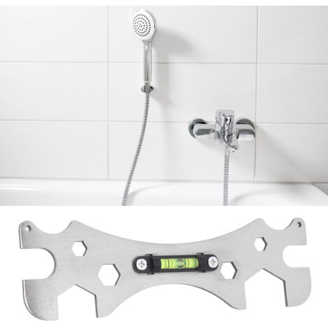 Llave multifuncional con nivel de burbuja para instalaciones de fontanería, herramienta versátil de acero inoxidable para 8 mm, 10 mm, 12 mm, 14 mm, 17 mm, 23 mm y 30 mm.