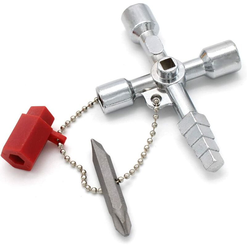 

Llave multifuncional de 4 direcciones Llave universal práctica para gabinete Llave cruzada universal para contadores de agua y electricidad