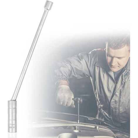 Llave para bujías de 14 mm/16 mm de largo, imán universal, flexible, juego de llaves para bujías, herramientas para quitar bujías (mango largo de 16 mm)