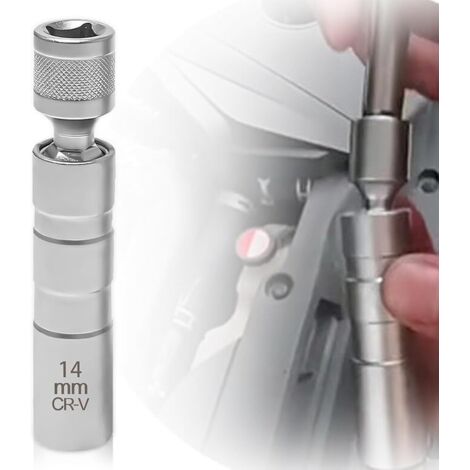 Llave para bujías Imán de 14 mm Juego de llaves para bujías flexibles universales Herramientas para quitar bujías(14 mm)