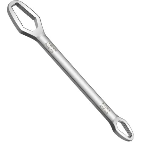 Llave para gafas universal Torx de doble punta con mecanismo autoblocante, ajustable, de 8 a 22 mm, placa especial multiusos en ambos extremos (blanco cromado)