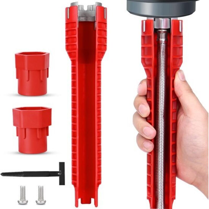 Llave para grifo multifuncional 5 en 1, instalador de grifos de lavabo y herramienta de instalación de lavabos para inodoros, lavabos, baños y