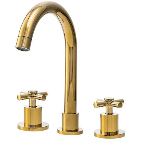 LLAVE PARA LAVABO VERANNI DE 3 AGUJEROS SEM-1106G DORADA