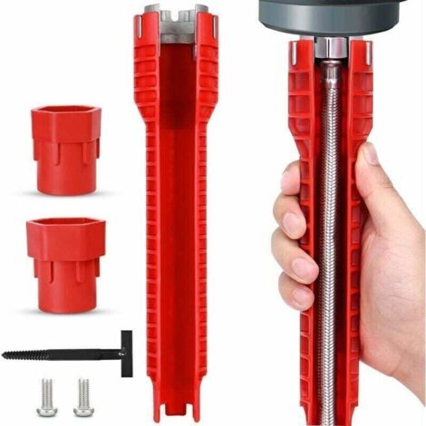 Llave para tubos multiusos con vasos y mango ergonómico para el montaje de grifos y fregaderos.