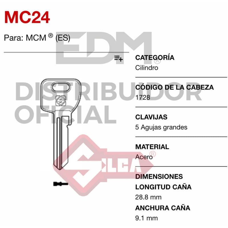 Silca - llave acero MC24