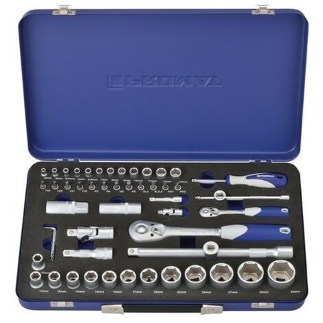 Llave Vaso 1/4"+1/2" 04-32Mm Jgo 55Pz Caja Metal Promat