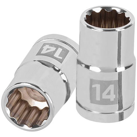 Llave vaso bihexagonal, cuadro 1/2" - 14 mm