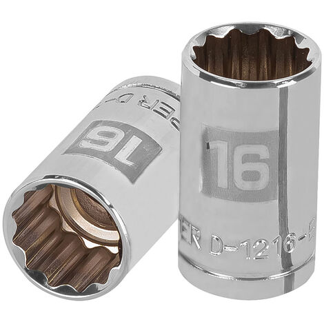 Llave vaso bihexagonal, cuadro 1/2" - 16 mm