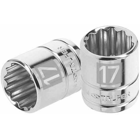 Llave vaso bihexagonal, cuadro 3/8" - 17 mm