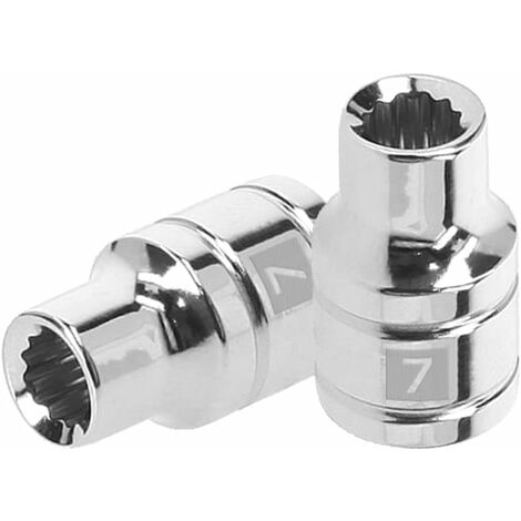 Llave vaso bihexagonal, cuadro 3/8" - 7 mm
