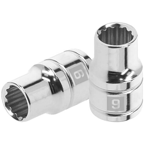 Llave vaso bihexagonal, cuadro 3/8" - 9 mm