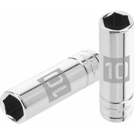 Llave vaso hexagonal larga, cuadro 1/4" - 10 mm