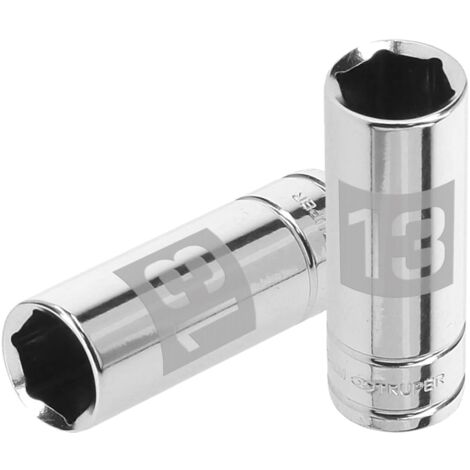 Llave vaso hexagonal larga, cuadro 1/4" - 13 mm