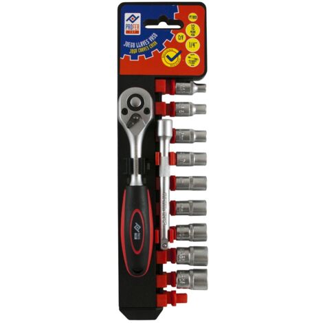 LLAVE VASO JGO 12 PZ +CARRACA - 1/4''