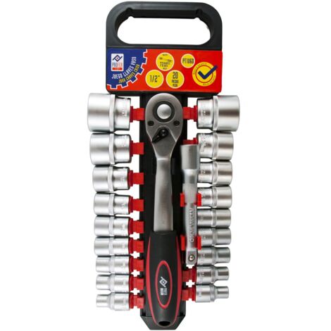 LLAVE VASO JGO 20 PZ +CARRACA - 1/2''