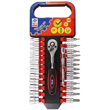 LLAVE VASO JGO 28 PZ +CARRACA - 1/4''