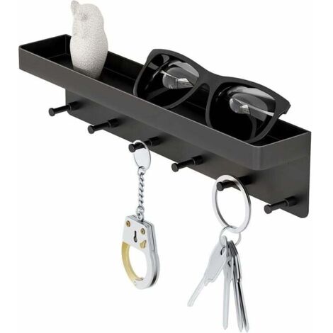 Llavero de pared de metal negro, gancho para puerta, perchero, adhesivo sin taladrar, para baño, cocina y salón - Fei Yu
