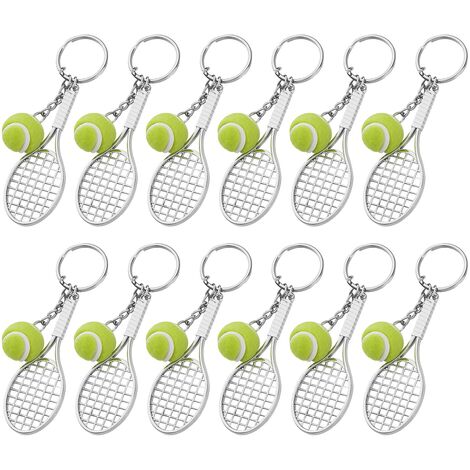 Llavero deportivo Mini llavero de raqueta de tenis Llavero de raqueta de tenis de metal para amantes del tenis 12 piezas
