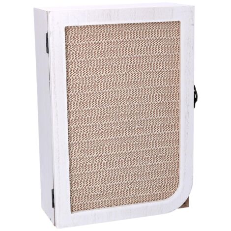Llavero puerta madera blanca rectangular con 3 ganchos cm20x9,5x29
