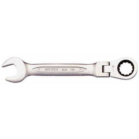 Llaves Combinadas con Carraca Articulada – Bihexagonales, Flexibles 180°, Mismo Tamaño en Ambos Extremos, Cromo Vanadio Mate                 Tamaño 10 mm D1 20 mm D2 22.0 mm L 136 mm