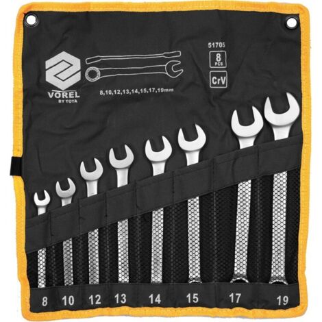Llaves combinadas de 6-19 mm, CV, juego de 8 piezas, satinadas, estuche 51705 VOREL