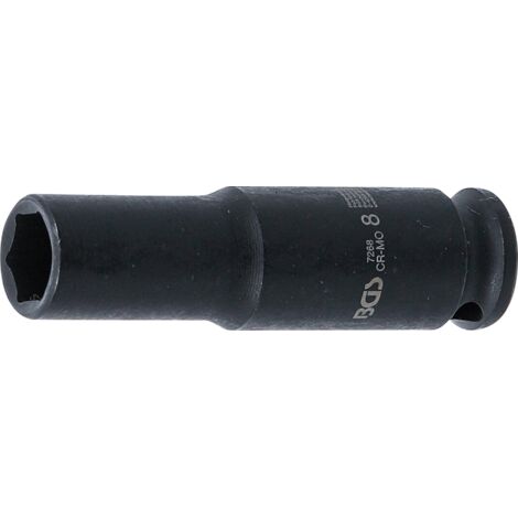 Llaves de vaso impacto hexagonal, largo  entrada 6,3 mm (1/4")  8 mm