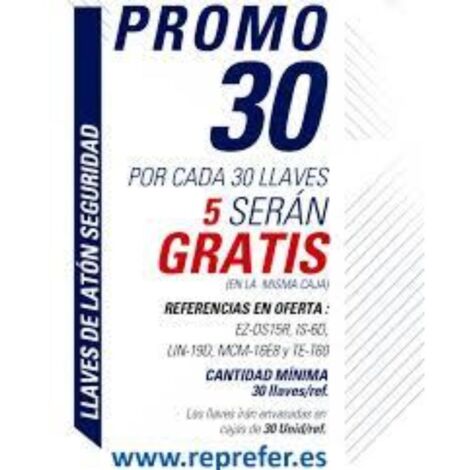 llaves jma prom. 25 llaves+5 gratis seguridad laton mod lin-19d