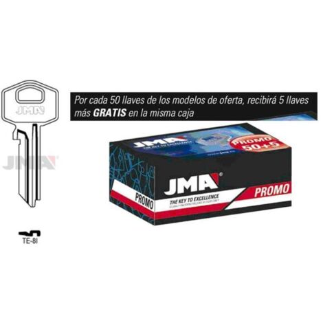llaves jma promo 50 llaves+5 gratis acero tipo a mod te-8i (caja 50 unidades)