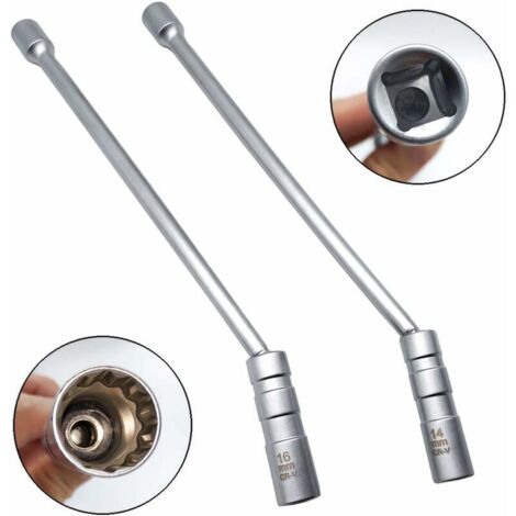 Llaves para bujías GABRIELLE de 14 mm y 16 mm, llave de vaso magnética extensible de 12 puntas y 3/8" universal, flexible, para bujías, herramienta de extracción de llaves de vaso para bujías.
