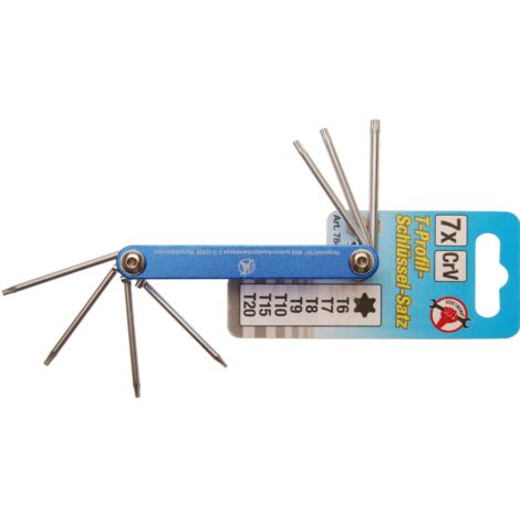 Llaves plegables  perfil en T (para Torx) T6 - T20  7 piezas