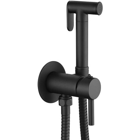 LLAVISAN L474651 Rubinetto per Il WC, Black igiene Intima per la Sostituzione del Bidet, monocomando Acqua Fredda e Calda con doccetta a Mano. Design Rotondo, Nero Opaco
