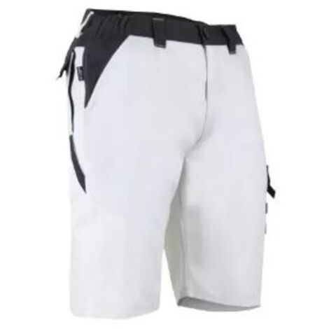 LMA – Bermuda de travail pastel – 60% coton, 40% polyester – Ceinture élastiquée – 2 poches italiennes – Poche téléphone et porte-outils