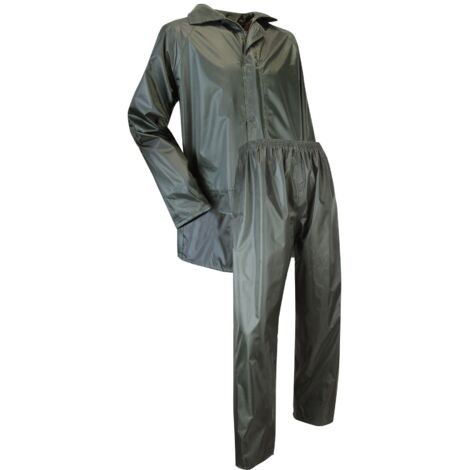 LMA – Ensemble de pluie imperméable 100% polyester avec enduction PVC – Veste avec capuche et pantalon élastiqué – Coutures étanches pour confort