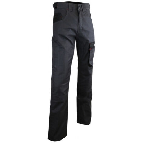 LMA – Pantalon de jardinage 300g gris nuit et noir – Multipoche avec renforts – Taille 36 pour professionnels du bâtiment