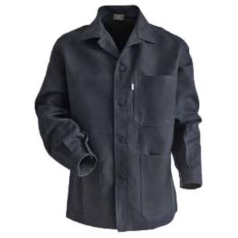 LMA – Veste de travail boutonnée gris S – 100% coton sergé – Col chevalière – 4 poches pour rangement outils