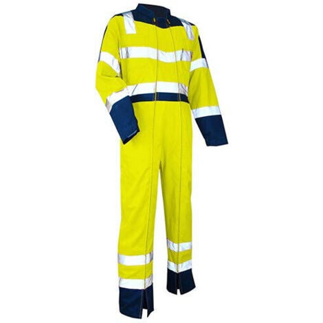 LMA Workwear Survilance 4106 Combinaison bicolore avec double fermeture col montant taille S bleu nuit-orange fluo