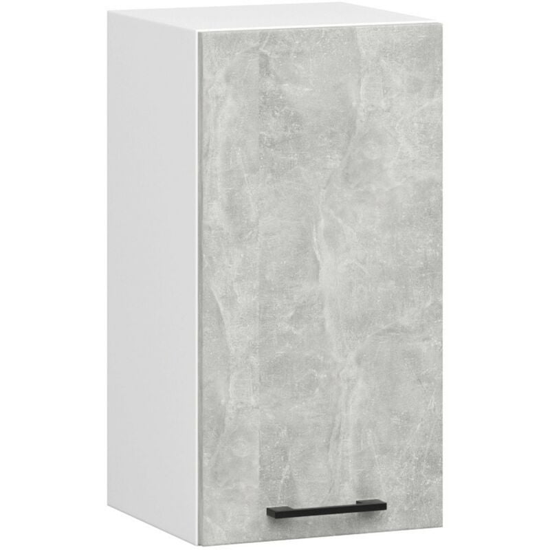 Armoires de cuisine haute Akord W40 oliwia Blanc 40 cm 1 porte façade Béton 2 étagères 40x30x58 cm